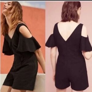 NWT Anthropologie Elevenes Black Cold Shoulder Romper, sz 8